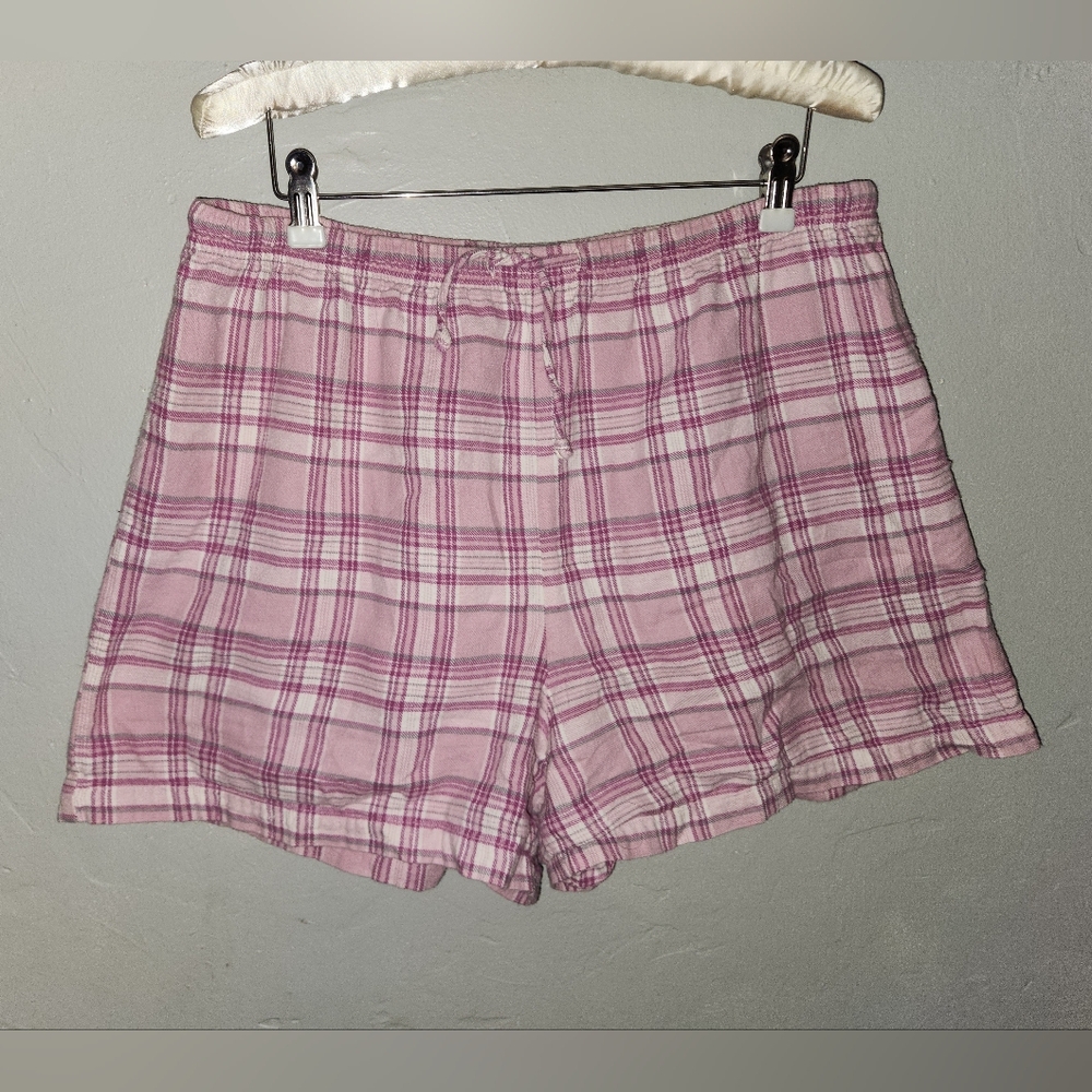Vintage 1990s High Rise Cotton Pink & White Plaid Shorts From Kathy Ireland